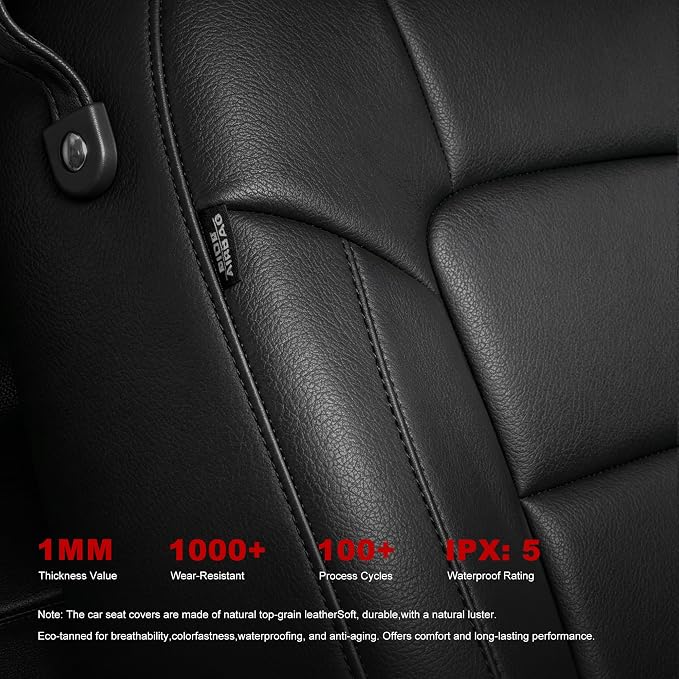 TTX LIGHTING Custom Fit Seat Covers for Ford Mustang 2015-2025, | Original Seat Pattern Faux Leather Waterproof Full Set for 5 Seats Airbag Compatible Protection - Image 8
