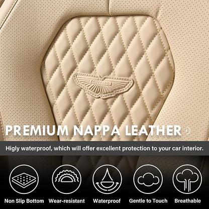 Coverado Seat Covers, Car Seat Covers Front Seats, Beige Car Seat Cover, Waterproof Car Seat Covers, Car Seat Cushion, Front Car Seat Covers Leatherette Car Seat Protector Universal Fit Most Cars - Image 5