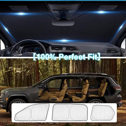 KMF 8pcs Thicken Sun Shades for Jeep Grand Cherokee L(Three-Row) 2021-2026 Accessories (NOT for Grand Cherokee&Cherokee),Full Car Window Covers for Windshield Side Rear, UV Block and Blackout Camping - Image 5