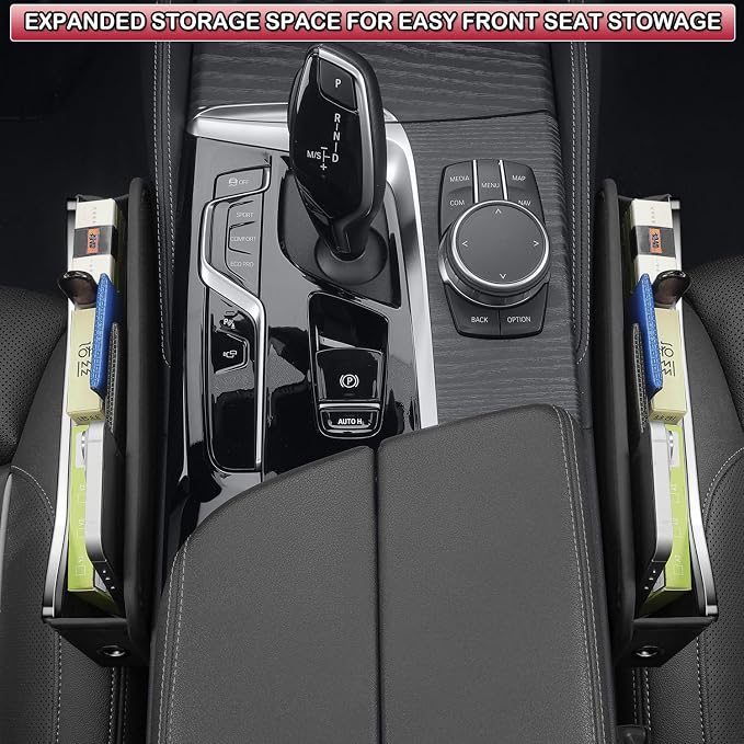 HOLDCY Car Seat Gap Filler Organizer - Leather Console Side Pocket Seat Storage - Stylish and Practical Car Accessories for Cars,SUV,Truck (Black - 1 Pack) - Image 7