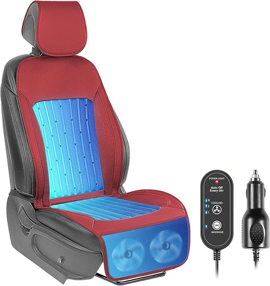 2026 Upgraded Cooling Car Seat Cover Front Seat, 12V-24V Ventilated Cooling Car Seat Cushion, Cooled Seat Cover for Car SUV Truck Universal Fit, Bright Red by RevoluteYourDrivingExperience