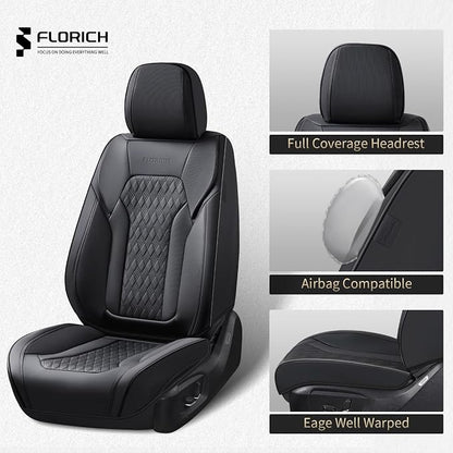 Seat Covers, Car Seat Covers Front Seats, Luxury Nappa Leather Seat Covers, Breathable and Waterproof Car Seat Protector 2 Seat, Automotive Seat Covers Universal Fit for Most Cars-Black - Image 3