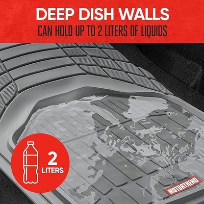 Motor Trend 943-GR FlexTough Defender Car Floor Mats -Next Generation Deep Dish Heavy Duty Contour Liners for Car SUV Truck & Van-All Weather Protection, Trim to Fit Most Vehicles Gray - Image 7