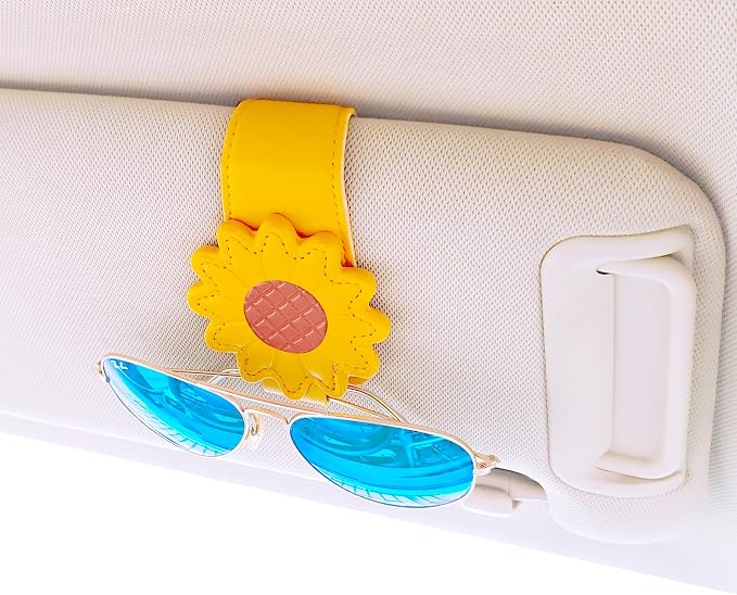 CATCH ON Cute Sunglasses Holders Organizers Accessories for Car Visor | Faux Leather Ticket Card Clip by CATCHON
