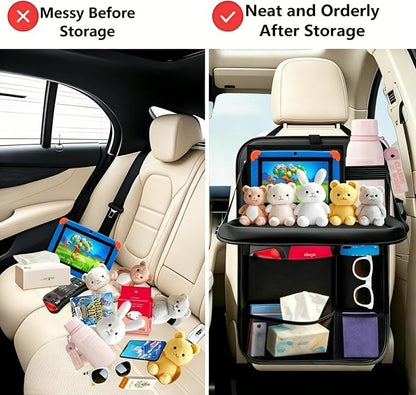 TCJJ: Car Seat Organiser Kick Mats Back Seat Protector (1) | with Tray and Touch Screen Tablet Storage Car Organiser Backseat Vehicle for Kids, SUV, Minivan or Truck Seats - Image 7