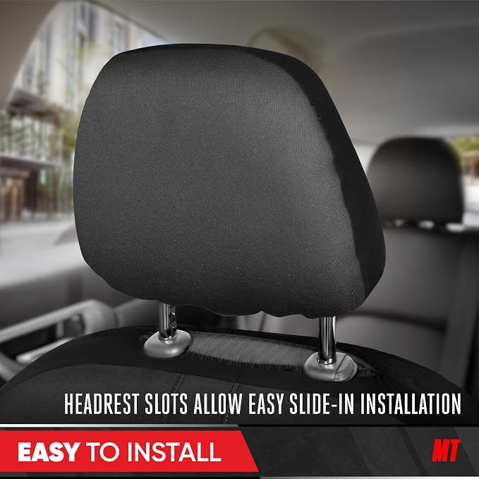 Motor Trend Honeycomb Polyester Seat Covers – Semi Universal Fit Front Seat Protector for Most Cars, Trucks, SUVs – Breathable Hex Design, Easy to Install, Black & Gray Car Seat Cover - Image 6