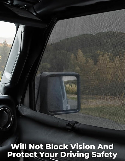 JOYTUTUS Front Wrangler Side Window Sun Shade Camping Window Insect Screen Compatible with Wrangler JK JL Gladiator JT 2007-2026, Car Window Covers for Privacy Blackout 2 Pcs - Image 4