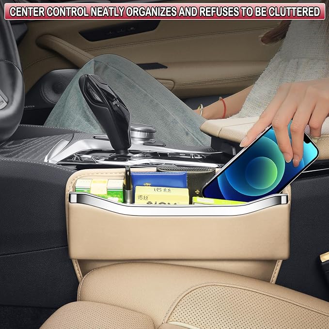 HOLDCY Car Seat Gap Filler Organizer - Leather Console Side Pocket Seat Storage - Stylish and Practical Car Accessories for Cars,SUV,Truck (Beige - 2 Pack) - Image 6