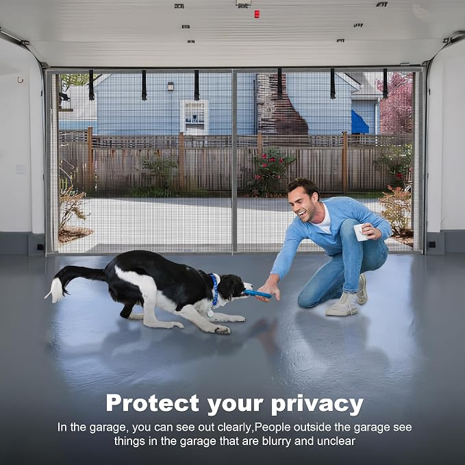 Privacy Garage Door Screen Blackout for 1 Car Garage-9x7FT Privacy Silver Grey Heavy Duty Magnetic Garage Screen, Hands Free, Magnetic Privacy Garage Screen Door - Image 4