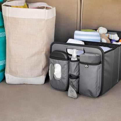 Munchkin Out-n-About Trunk Organizer for SUVs and Cars with Portable Changing Pad and Wet Baby Wipes for Diaper Changes On-the-Go, Collapsible, Grey - Image 5