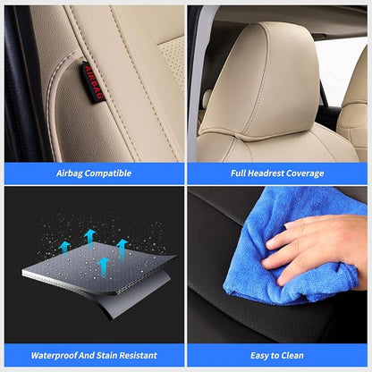 coverdream Full Set Leather Seat Covers for Toyota Corolla 2023-2026 LE Sedan(Not fit Hybrid),Airbag Compatible,Waterproof Car Seat Protector,Fit Like A Glove(Beige) - Image 9
