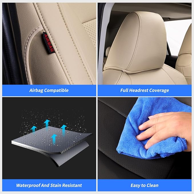 Custom Seat Covers for 2025 Subaru Forester,Rear w/No Armrest,Faux Leather | Full Set Suv Seat Cushion,Easy Installation,Factory Look,Waterproof Car Seat Protector (Beige) - Image 6