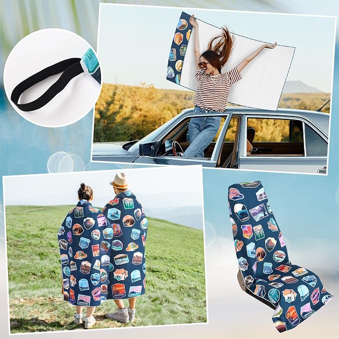 Hahafelt Car Seat Towel Covers Christmas Car Accessories Gifts Athletic Running Towel Performance Microfiber Post Workout Sweat Washable Cover Non Slip for Seat Outdoor Sport (National Park) - Image 4