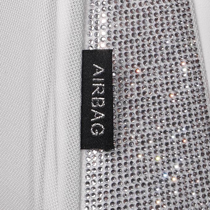 CAR PASS All White Bling Diamond Leather Car Seat Covers Full Sets,Waterproof Shining Glitter Sparkly Crystal Universal Fit for Automotive Truck SUV Cute Women Girl Airbag Compatable,Sliver Rhinestone - Image 7