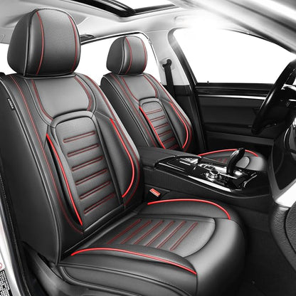 Fit CHR Car Seat Covers for Toyota CHR 2018-2021 2022 -Premium Leather, Waterproof，Breathable，All-Weather Seat Cushion Protecto & Airbag Compatible, 2 Front Seat Red Line Black by Unknown