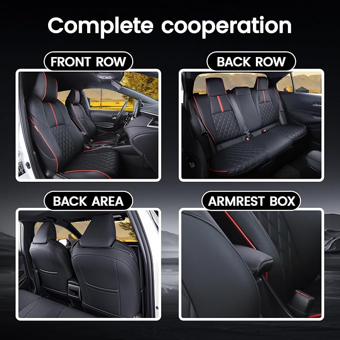 HKZ Customized Special seat Cover for Toyota Corolla (Black+Red, 2020-2022 Corolla XSE) - Image 6