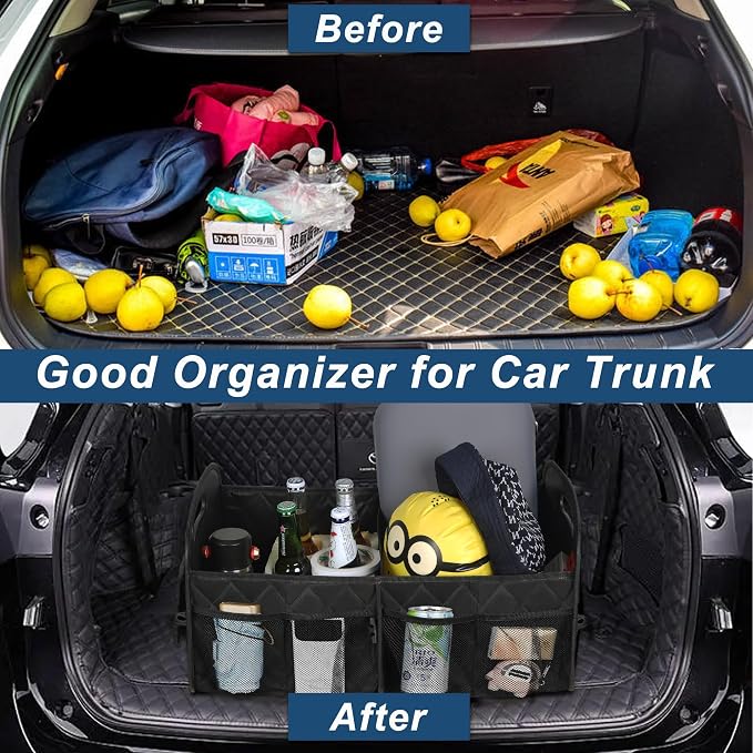 Deosk Car Trunk Organizer for SUV, Car Organizers and Storage with Reinforced Handles, Car Accessories for Women/Men 50LWaterproof Polyester Trunk Organizer, Black - Image 5