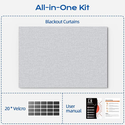 Linen Blackout Curtains for Bedroom, 70" x 58" Portable Blackout Blinds | 100% Blackout Window Cover with Hook&Loop Strip, Temporary Blackout Shades, Blackout Window Film for Nursery Travel RV- Gray - Image 8