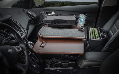 AutoExec AE-GMCD-PI-PM-PS-21M GripMaster Car Desk for Your Vehicle Workstation and Mobile Office, Mahogany with 400 watt Power Inverter, Phone Mount and Printer Stand - Image 2
