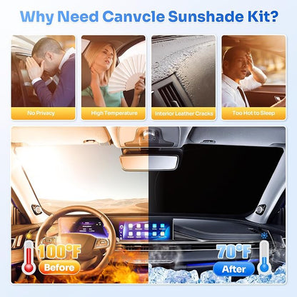 Canvcle Window Shades for 2021-2026 Volkswagen/VW ID.4 ID4 Accessories Windshield Sun Shade Side Rear Window Covers Sunshade Sun Visor Shield Privacy Protection for Camping Keep Car Cool Black 8PCS - Image 3