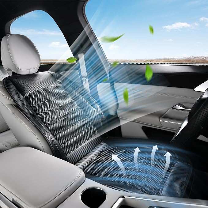 Coverado Cooling Car Seat Cushion, Ventilated Seat Cover with 2 Turbo Fans, Cooling Car Seat Covers Cooled Seat Pad Universal Fit for Most Car SUV Truck, Black by COVERADOAUTO