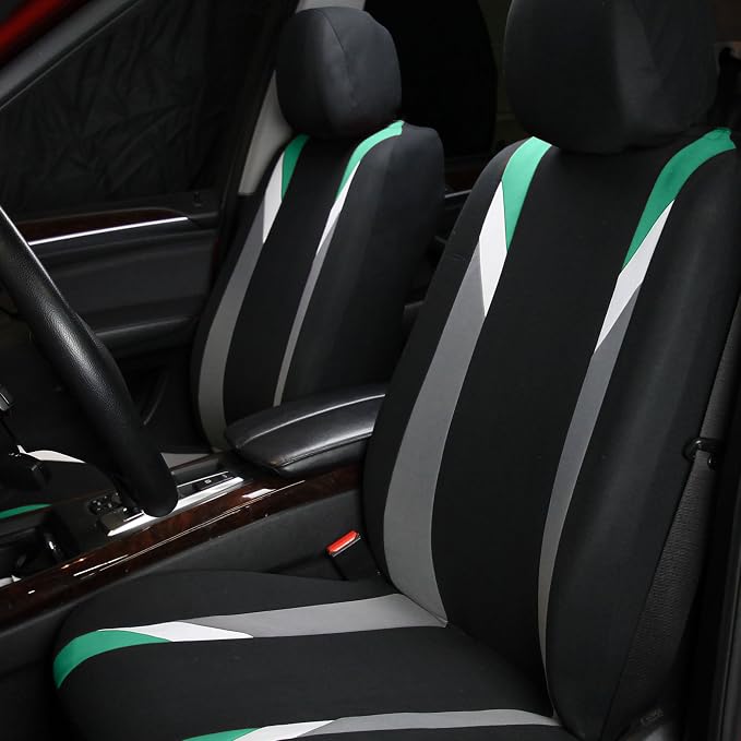 FH Group Premium Modernistic Flat Cloth Car Seat Covers – Universal Fit, Washable Seat Covers for SUV Sedan Van, Mint, Full Set - Image 7
