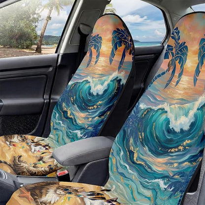 2 Pack Car Seat Towel Covers, Sweat-Proof Microfiber Seat Protectors for Gym, Running, Beach & Workout, Breathable Quick-Dry, Machine Washable, Ocean Cat Beach Print, Universal Fit - Image 5
