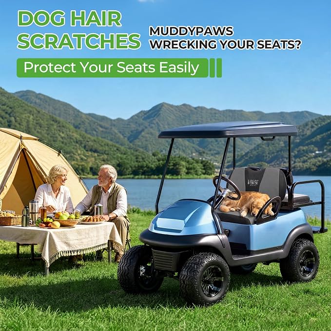 10L0L Golf Cart Seat Covers for Yamaha EZGO Club Car Seat Towel Cushion | Breathable Mesh All-Season Front/Rear Seat Blanket, UV Resistant, Cool Comfort, Machine Washable, Easy On, Great Golf Gift - Image 4