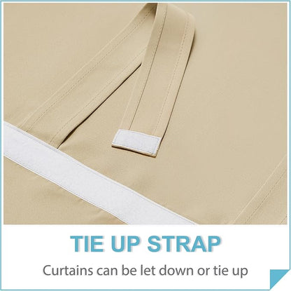 RYB HOME French Door Curtain Blackout Window Shades No Drill | Tie Up Shades, Light Block Insulating Sidelight, For Front Back Glass Door Window, W26 x L69, Biscotti Beige, 1 Panel - Image 4