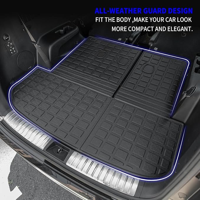 Rongtaod Trunk Mat with Backrest Mat for 2020-2025 Hyundai Palisade | Cargo Mat Cargo Liner TPE All Weather Back Seat Cover Protector 2024 Palisade Accessories - Image 3