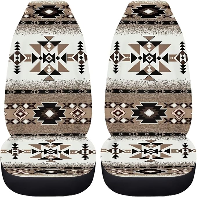 Aztec Car Front Seat Cover Set Soft Driver Car Seat Cover Navajo Brown Comfort Front Seats Only,Bucket Seat Covers Universal Fit for Auto SUV Truck Sedan - Image 3