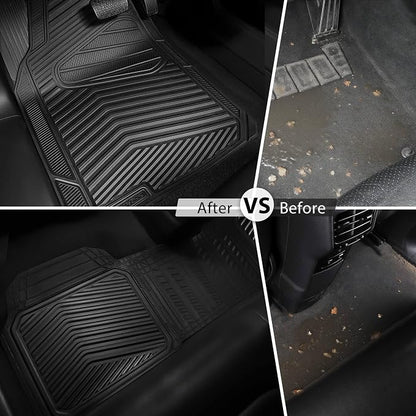 CAR PASS Rubber Car Mats, Waterproof Car Floor Mats All Weather,Car Mat Full Set 3 Piece, Automotive Floor Mat Trim to Fit for Cars Sedans SUVs Trucks, Anti-Slip Easy Clean, All Black - Image 6