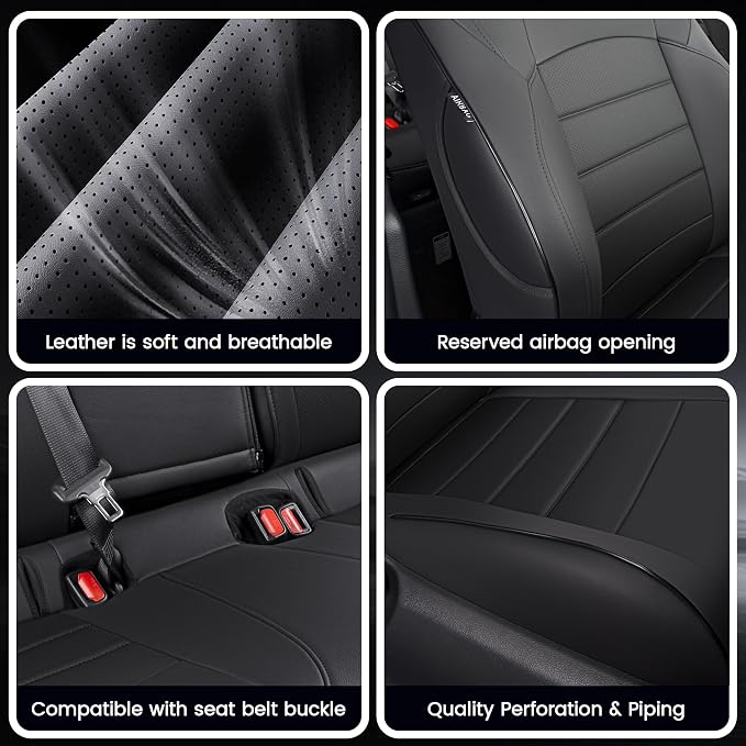 HKZ Fit Corolla Car Seat Cover Full Set for 2019 2020 2021 2022 2023 2024 2025 2026 Toyota Corolla Hatchback All Models - Faux Leather (Black) - Image 8