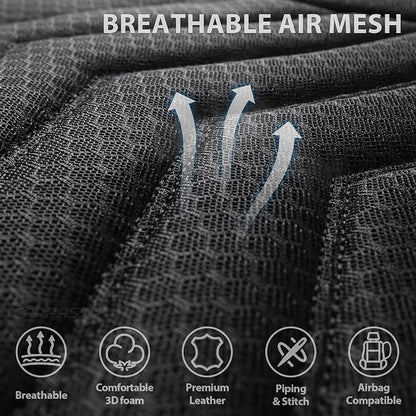 CAR PASS 3D Foam Mesh Leather Seat Covers Front Seats, Breathable Two Front Seat Cover for Cars, Comfortable Universal Fit for SUV Truck Sedan Automotive Anti-Slip Airbag Compatible, All Black - Image 4