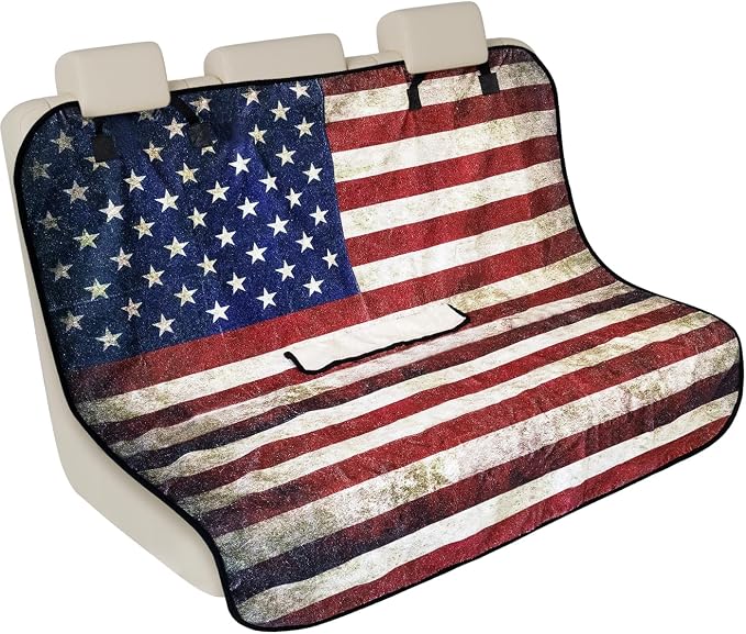Back Seat Cover for Car Trucks Van SUV, Waterproof Rear Bench Towel Seat Covers for Dogs and Kids, Non-Slip Automotive Backseat Protector, Machine Washable (Bench Flag) by DECKALY