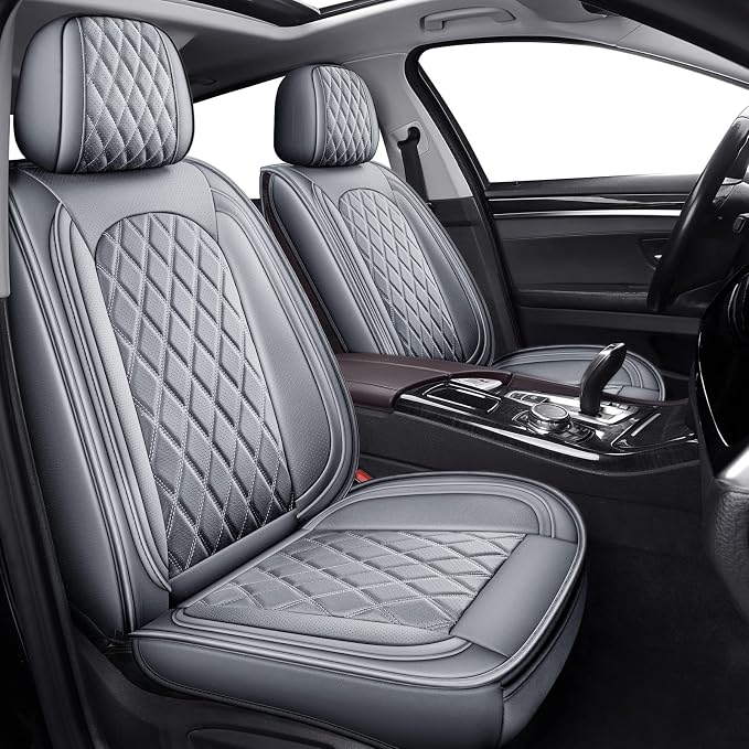 Front Seat Covers,2PCS Leather Car Seat Covers for Sedan SUV Truck | Seat Covers Gray,Breathable Car Seat Cover,2PCS Front Universal Seat Cover ,Seat Protector For Families, Pets Commuters by MIROZO