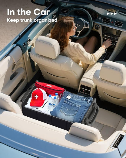 HOTOR Trunk Organizer for SUV – Foldable Car Organizers and Storage | 2 Compartments, Large Capacity Car Trunk Organizer Car Accessories for Truck Sedan, Black, 23.6" x 14.2" x 11.8" - Image 7