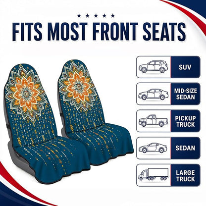 Car Seat Towel Cover 2 Pack for Front Seats, Sweat Absorbent Car Seat Protector with Non-Slip Backing, Waterproof Towel Car Seat Covers for Runners, Gym, Swimming, Beach, Pets, Boho Mandala - Image 6
