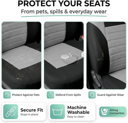 FH Group Gray Polyester Car Seat Cover, 3D Air Mesh, Front Set, Airbag Compatible, Universal Fit for Cars Trucks SUVs - Image 5