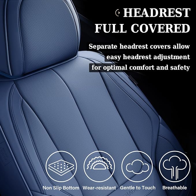 Coverado Car Seat Covers, Seat Covers for Cars, Waterproof Leather Auto Seat Protectors, Leather Car Seat Cushion, Car Interiors Accessories Universal Fit for Most Cars - Image 4