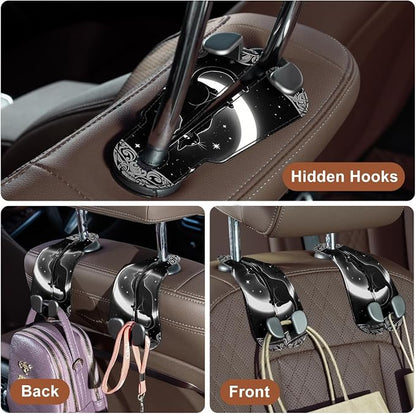 CoBak Purse Hook for Car - Universal Premium Stitched Leather and Aluminum-Magnesium Alloy Double Car Seat Back Storage Hook for Purses, Handbags, Bags (2 Pack),Mystic Night - Image 4