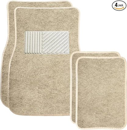 4PCS Car Floor Mats, Waterproof Non-Slip Car Floor Liners with Safety Heel Pad, All-Weather Wear-Resistant Mats Heavy Duty Universal Carpets for Truck SUV Van Sedan (Beige) by Unknown