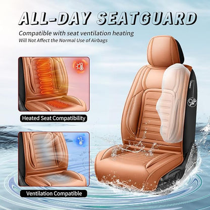 Fit bZ4X Car Seat Covers for Toyota bZ4X 2023-2025 2026 -Premium Leather, Waterproof，Breathable，All-Weather Seat Cushion Protecto & Airbag Compatible, Full Set Brown - Image 4