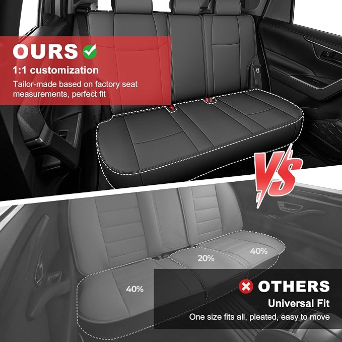 TTX LIGHTING Custom Fit for Toyota RAV4 Seat Covers 2019-2026 5-Seats | Original Seat Pattern | Full Coverage | Easy Install | Waterproof | Faux Leather | Shield Your Car Seats | All Season - Image 4