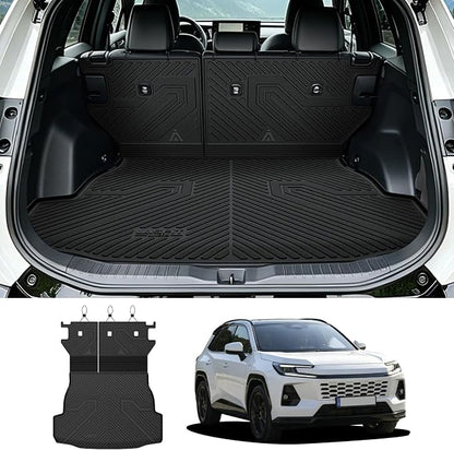 LASFIT Cargo Trunk Mat for Toyota RAV4 2026 PHEV Plug-in Hybrid | Not Fit Hybrid. Not Fit Cargo with Subwoofer 100% TPE All Weather Custom Fit Trunk & Backrest Mat Automotive Accessories by LASFIT