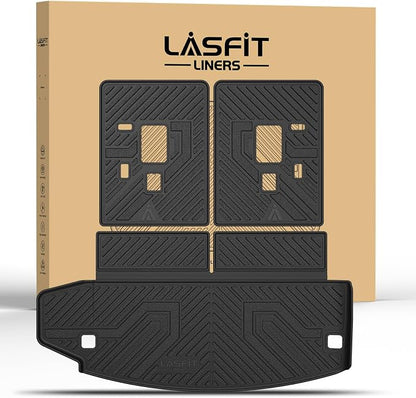 LASFIT Cargo Mat for Dodge Durango 6/7-Seat Models 2011-2026 | Not Fit 5-Seat Models, All Weather TPE Custom Fit Cargo Trunk Mat & Backrest Seat Protector, Black by LASFIT