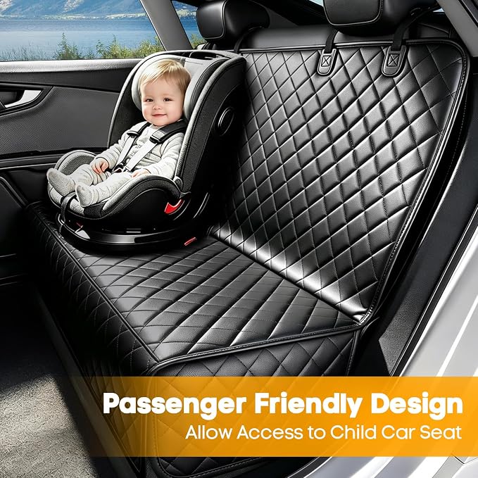 Waterproof Scratchproof Pet Bench Seat Covers for Cars, SUVs | Nonslip Durable Back Seat Cover for Dogs, PU Leather, Side Flaps, Full Bench, Easy Install - Image 6