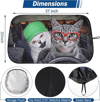 Car Windshield Sun Shade UV Reflector Foldable Front Window SUV | Blocks 98% UV Rays,Keep Interior Cool,Universal Fits Hatchback,Truck,MPV,Storage bag,57"L x 31.5"W,Car Summer Accessories - Image 2