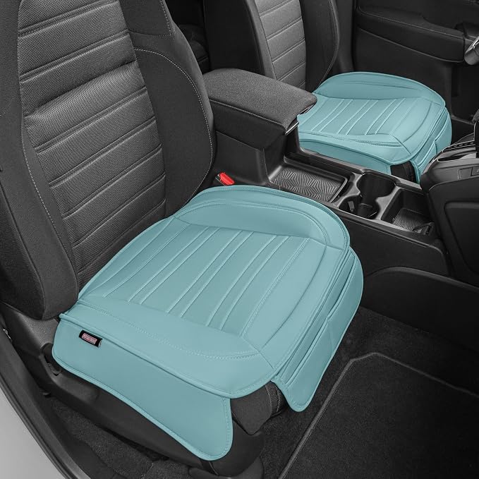 Motor Trend Seat Covers for Cars Trucks SUV, Faux Leather 2-Pack Mint Padded Car Seat Covers with Storage Pockets, Premium Interior Car Seat Cover by MotorTrend