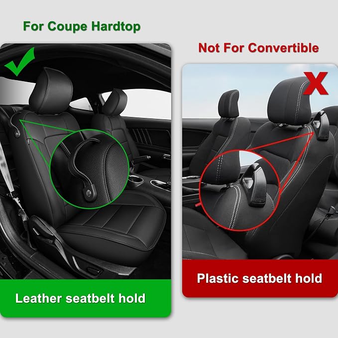 TTX LIGHTING Custom Fit Seat Covers for Ford Mustang 2015-2025, | Original Seat Pattern Faux Leather Waterproof Full Set for 5 Seats Airbag Compatible Protection - Image 4